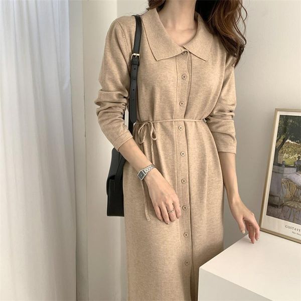 casual dresses women elegant sweater dress autumn winter turn down collar single-breasted midi knitted ladies bandage robe, Black;gray
casual dresses women elegant sweater dress autumn winter turn down collar single-breasted midi knitted ladies bandage robe, Black;gray