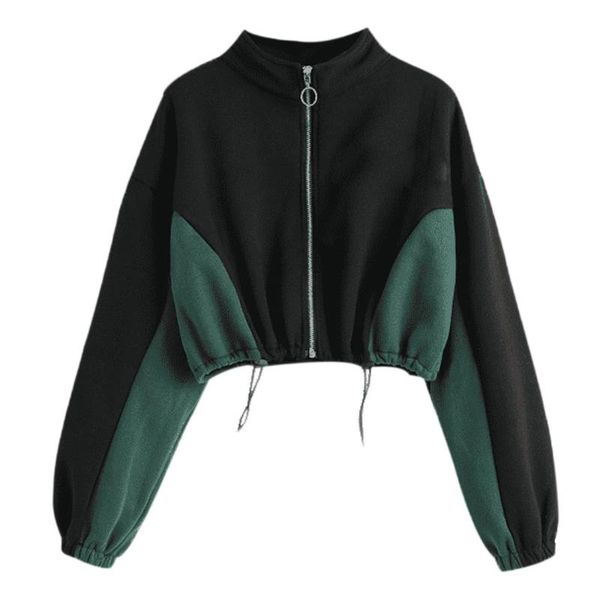 women's hoodies & sweatshirts crop zipper patchwork round neck sweatshirt long sleeve hoodie for women streetwear short jumper, Black
women's hoodies & sweatshirts crop zipper patchwork round neck sweatshirt long sleeve hoodie for women streetwear short jumper, Black