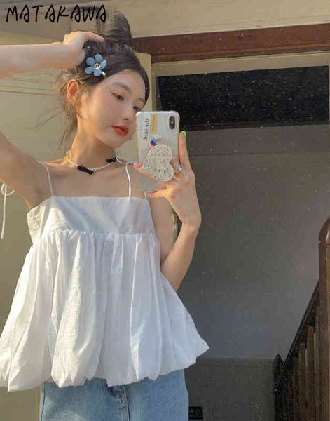 matakawa white camisole women's inner wear summer for women fashion pleated bottoming shirt slim short camis 210513
matakawa white camisole women's inner wear summer for women fashion pleated bottoming shirt slim short camis 210513