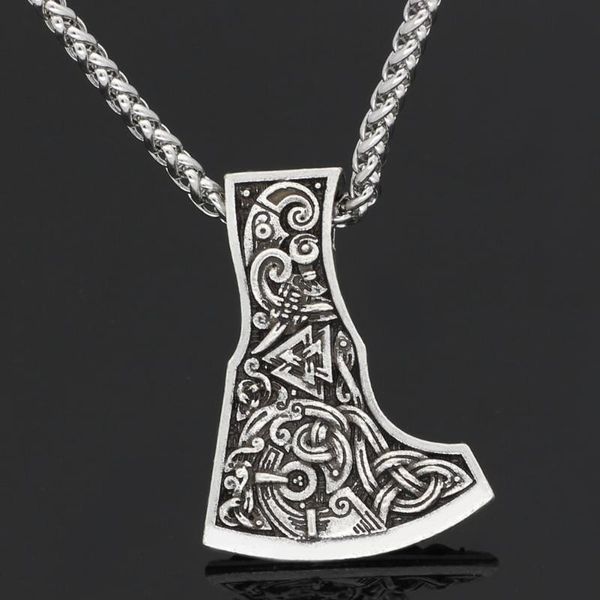 men norse viking axe odin symbol raven dragon amulet pendant necklace necklaces, Silver
men norse viking axe odin symbol raven dragon amulet pendant necklace necklaces, Silver