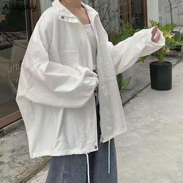 women's jackets women stand collar zipper harajuku safari style oversize leisure spring sun-protection outerwear ins student jacket coa, Black;brown