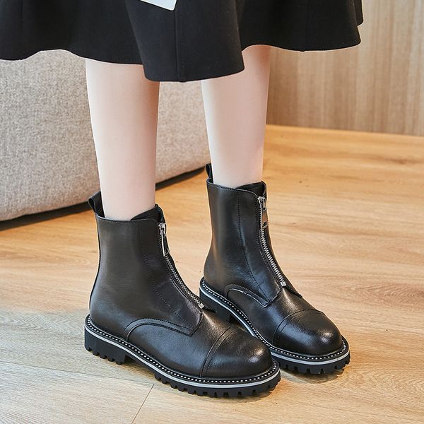 martin boots women european american style genuel leather flat front zip short boots net red street fashion increase knight, Black
martin boots women european american style genuel leather flat front zip short boots net red street fashion increase knight, Black