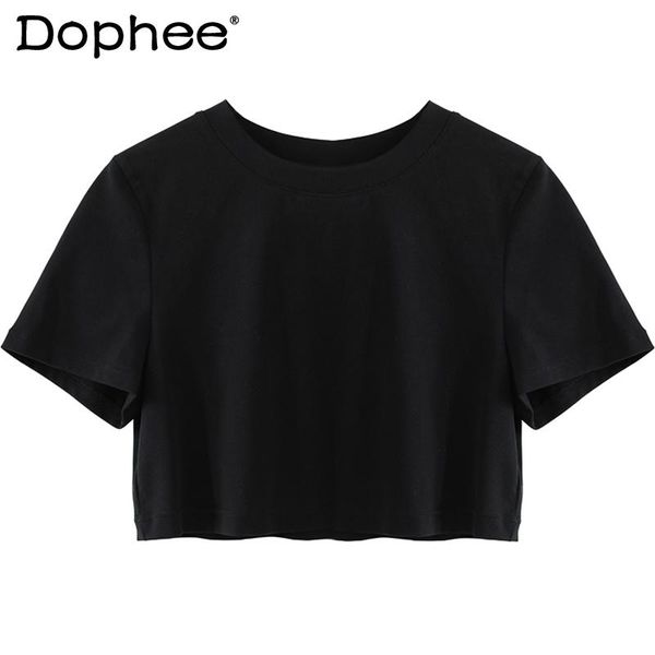 women's t-shirt basic all-matching short solid color stretch straight exposed navel sleeve top, White
women's t-shirt basic all-matching short solid color stretch straight exposed navel sleeve top, White