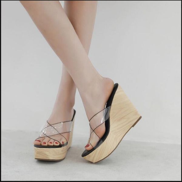slippers fashion casual solid wedges women super high open toe outside ladies platform slides summer crystal shoes, Black
slippers fashion casual solid wedges women super high open toe outside ladies platform slides summer crystal shoes, Black
