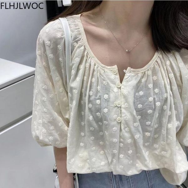 women's blouses & shirts embroidery cute chic women summer korea japan style design o neck sweet girls loose, White
women's blouses & shirts embroidery cute chic women summer korea japan style design o neck sweet girls loose, White