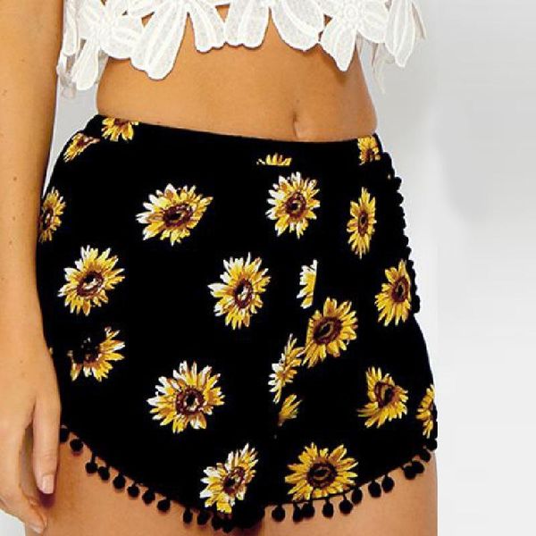 women's shorts 2021 women fashion summer style casual black beach tassel sunflower print elastic high waist, White;black
women's shorts 2021 women fashion summer style casual black beach tassel sunflower print elastic high waist, White;black