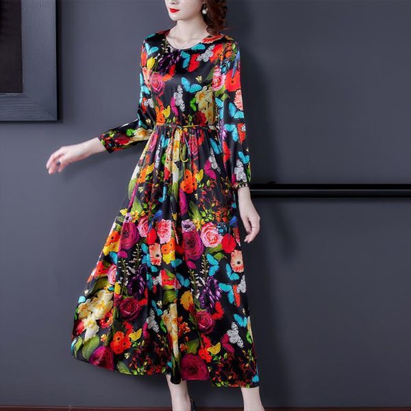 spring vintage loose 4xl women dress plus size midi boho floral mulberry silk long sleeve maxi elegant party vestidos, Black;gray
spring vintage loose 4xl women dress plus size midi boho floral mulberry silk long sleeve maxi elegant party vestidos, Black;gray