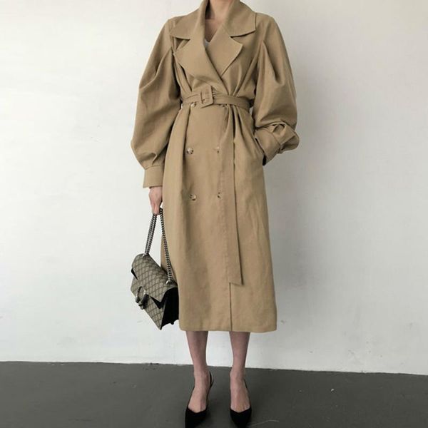 women's trench coats 2021 autumn and winter loose long windbreaker sleeve lapel double breasted belt party solid color coat, Tan;black
women's trench coats 2021 autumn and winter loose long windbreaker sleeve lapel double breasted belt party solid color coat, Tan;black