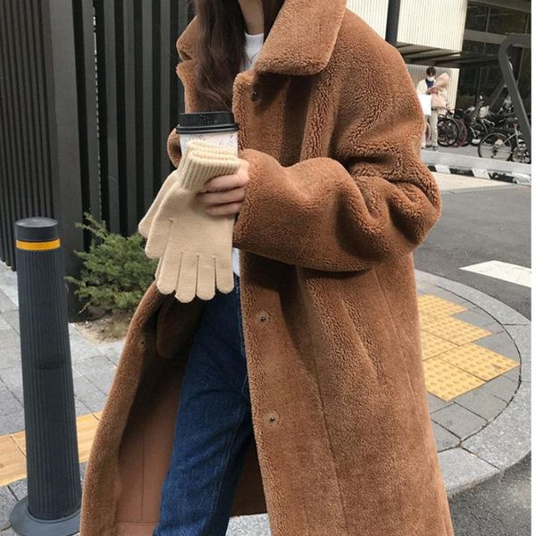 women's wool & blends women winter single breasted lambwool parkas casual coat warm thick outerwear mid-length loose jacket femme fashi, Black
women's wool & blends women winter single breasted lambwool parkas casual coat warm thick outerwear mid-length loose jacket femme fashi, Black
