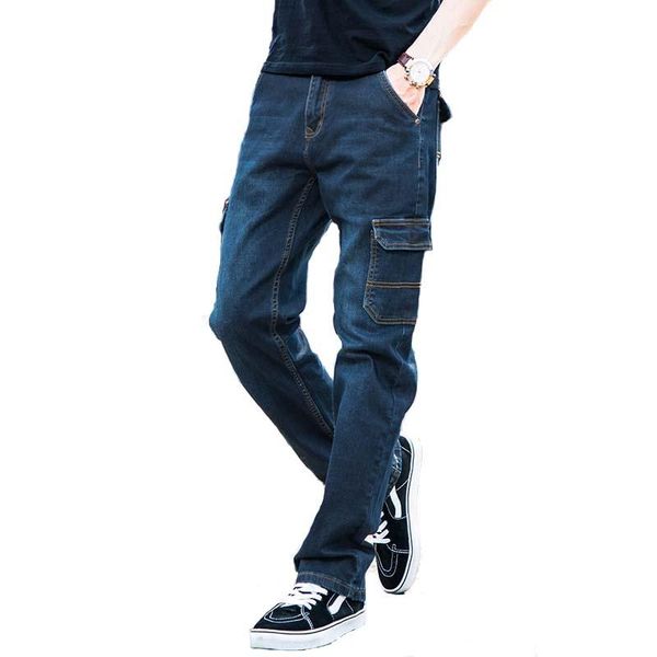 men's cargo casual jeans pants multi pockets loose denim male straight outdoor, Blue
men's cargo casual jeans pants multi pockets loose denim male straight outdoor, Blue