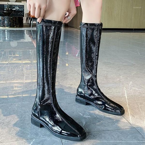 boots waterproof patent leather knee high women autumn fashion zipper square toe woman low heel long 20211, Black
boots waterproof patent leather knee high women autumn fashion zipper square toe woman low heel long 20211, Black