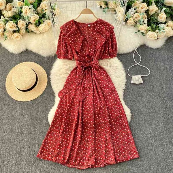women's summer dress vintage style floral print short sleeve v-neck midi chiffon sash lace-up a-line casual female es 210603, Black;gray
women's summer dress vintage style floral print short sleeve v-neck midi chiffon sash lace-up a-line casual female es 210603, Black;gray