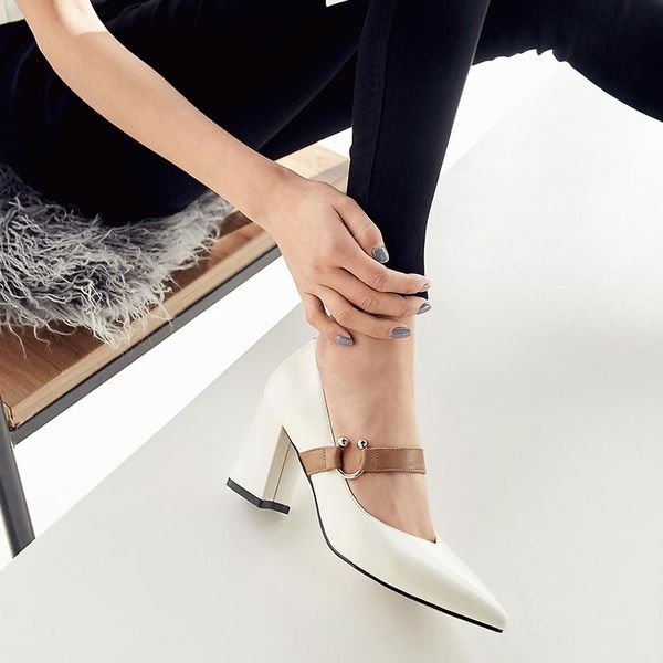 dress shoes high heel pointed buckle first layer leather ladies with thick casual comfortable shallow mouth women's, Black
dress shoes high heel pointed buckle first layer leather ladies with thick casual comfortable shallow mouth women's, Black