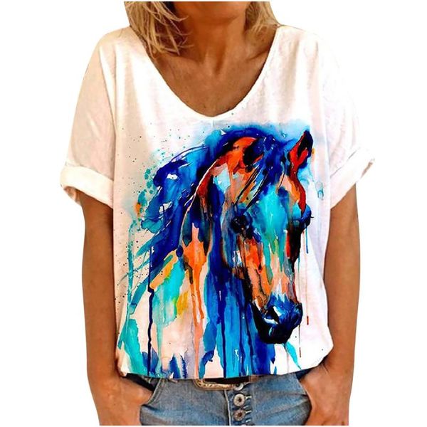 women's t-shirt ladies tie-dye horse elements printed t-shirts women shirts female casual plus size t leisure harajuku streetwear tee, White
women's t-shirt ladies tie-dye horse elements printed t-shirts women shirts female casual plus size t leisure harajuku streetwear tee, White