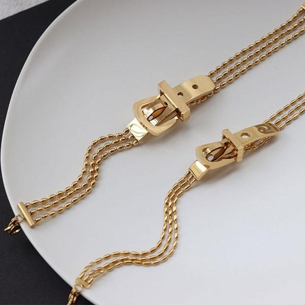 link, chain 1pcs fashion titanium steel beads bracelet for women girls belt buckle gold plated jewelry gift, Black
link, chain 1pcs fashion titanium steel beads bracelet for women girls belt buckle gold plated jewelry gift, Black