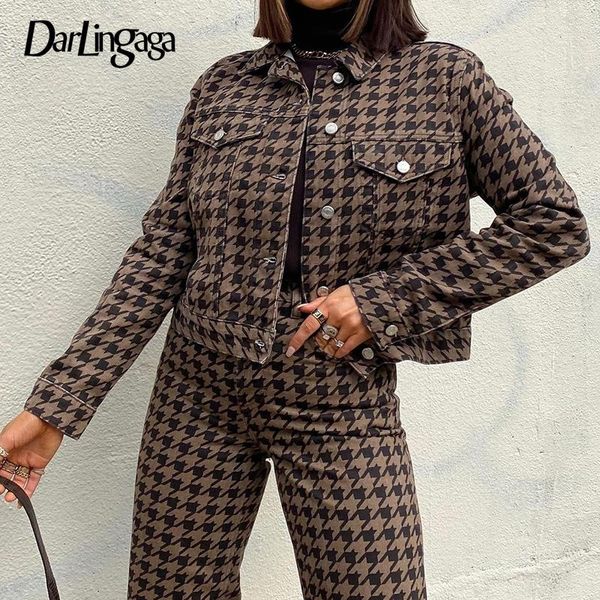 women's two piece pants darlingaga vintage houndstooth autumn winter set women fashion cropped jacket and plaid matching sets aesthetic, White
women's two piece pants darlingaga vintage houndstooth autumn winter set women fashion cropped jacket and plaid matching sets aesthetic, White
