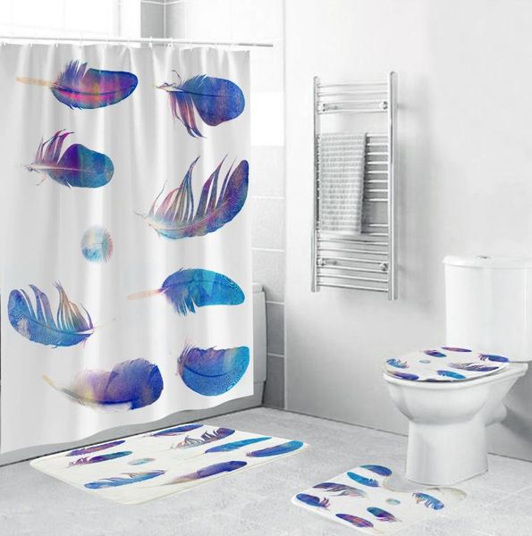 shower curtains waterproof bathroom curtain 4pc anti-slip toilet mats set bluish violet feather carpet cover bath mat pad 12 hooks
shower curtains waterproof bathroom curtain 4pc anti-slip toilet mats set bluish violet feather carpet cover bath mat pad 12 hooks