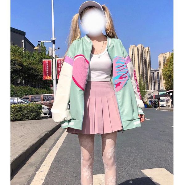 women's jackets oversized bomber jacket high street hip hop baseball uniforms summer casual coat loose stitching, Black;brown
women's jackets oversized bomber jacket high street hip hop baseball uniforms summer casual coat loose stitching, Black;brown