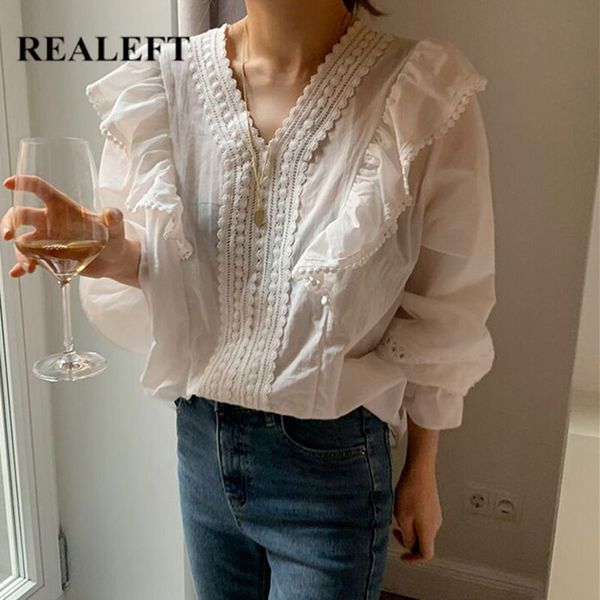 spring summer lace crochet patchwork korean style women's shirt blouse ruffles long sleeve elegant blouses 210428, White
spring summer lace crochet patchwork korean style women's shirt blouse ruffles long sleeve elegant blouses 210428, White