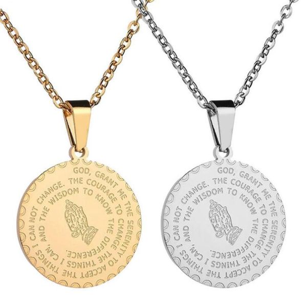 pendant necklaces stainless steel prayer hand coin collar jewelry writing necklace for men birthday gift, Silver
pendant necklaces stainless steel prayer hand coin collar jewelry writing necklace for men birthday gift, Silver