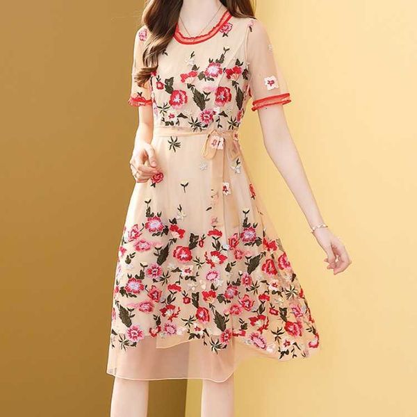 summer runway sweet floral embroidery mesh dress elegant women fashion o-neck short sleeve lace-up casual slim lady 210526, Black;gray
summer runway sweet floral embroidery mesh dress elegant women fashion o-neck short sleeve lace-up casual slim lady 210526, Black;gray