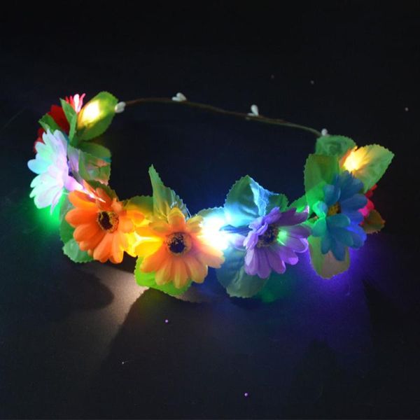 party decoration light girls flower headband rose hairband head wear led glow wreath easter wedding valentines day birthday gift