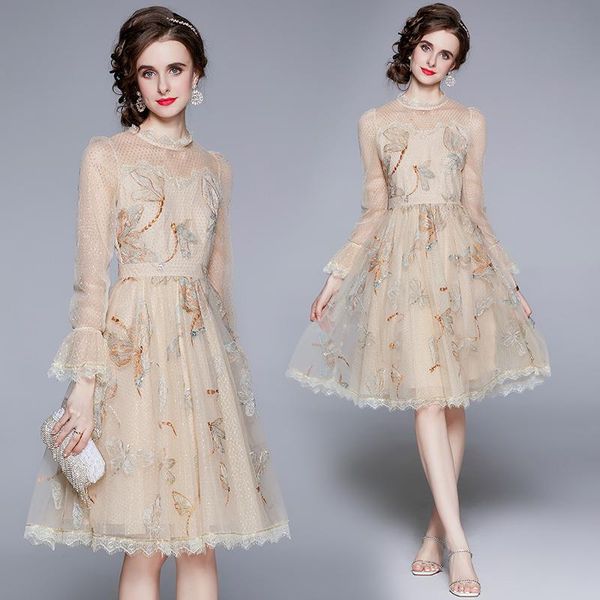 casual dresses simgent lace embroidery dress women stand collar mesh patchwork knee length robe femm vestidos de fiesta sg17203, Black;gray
casual dresses simgent lace embroidery dress women stand collar mesh patchwork knee length robe femm vestidos de fiesta sg17203, Black;gray