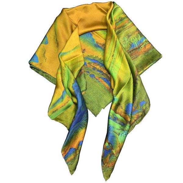 large square silk scarf foulard kerchief for women female satin hair scarves unique hijab printed hill trees, Blue;gray
large square silk scarf foulard kerchief for women female satin hair scarves unique hijab printed hill trees, Blue;gray