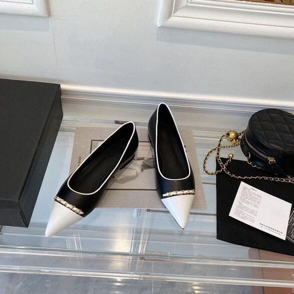 sandals pointed metal chain small fragrance color matching single shoes women's flat bottom shallow mouth fashion lazy shoes, one foot, Black
sandals pointed metal chain small fragrance color matching single shoes women's flat bottom shallow mouth fashion lazy shoes, one foot, Black