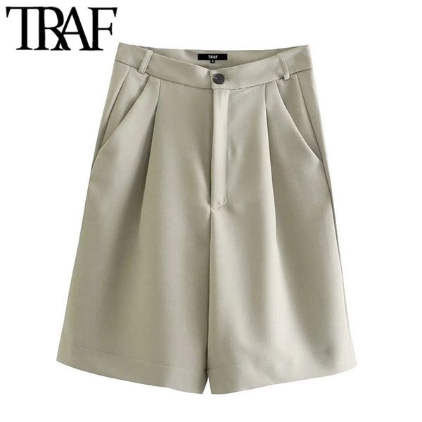 women chic fashion side pockets darted bermuda shorts vintage high waist zipper fly female short pants mujer 210507, White;black
women chic fashion side pockets darted bermuda shorts vintage high waist zipper fly female short pants mujer 210507, White;black