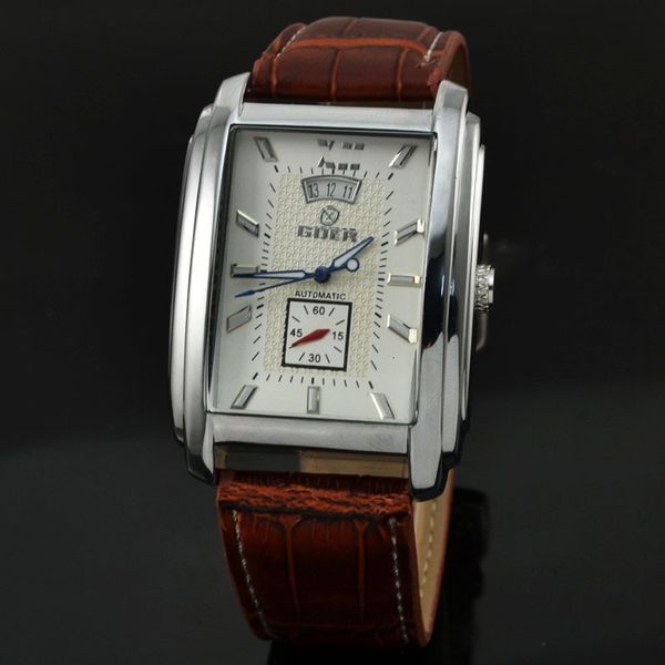 goer new high-end fashion men's fully automatic mechanical watch rectangular belt watch, Slivery;brown
goer new high-end fashion men's fully automatic mechanical watch rectangular belt watch, Slivery;brown