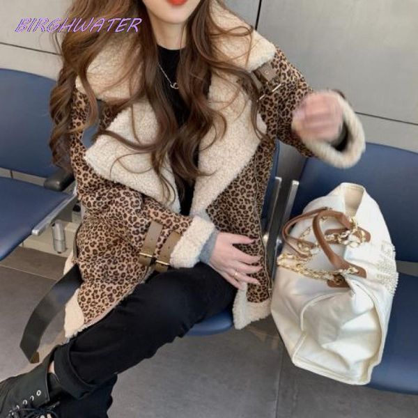 women's fur & faux female jacket winter 2021 korean leopard print stitching coat fashion lamb wool motorcycle lapel thick long-sleeved, Black
women's fur & faux female jacket winter 2021 korean leopard print stitching coat fashion lamb wool motorcycle lapel thick long-sleeved, Black