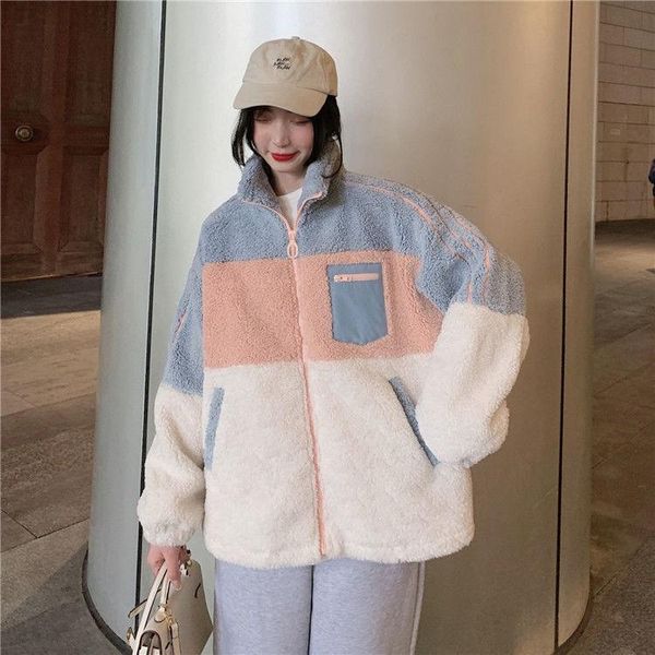 winter long-sleeved woman jacket female color matching stand-up collar imitation lamb wool baseball uniform oversized women's jackets, Black;brown
winter long-sleeved woman jacket female color matching stand-up collar imitation lamb wool baseball uniform oversized women's jackets, Black;brown