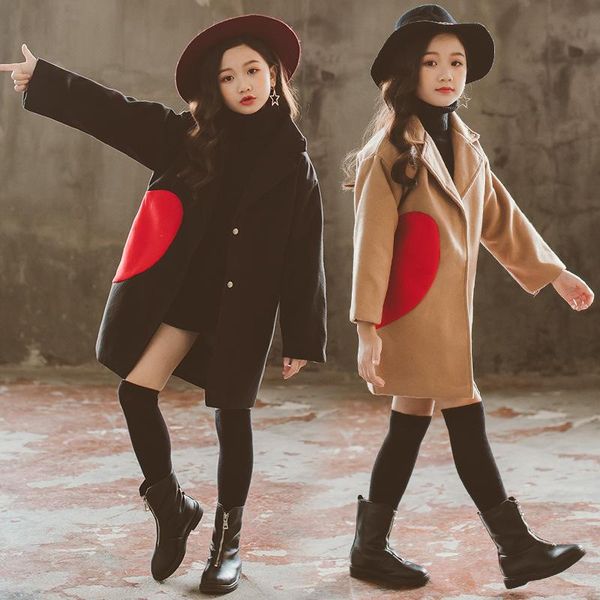 jackets girls' thickened in autumn and winter, medium large children's fashion long love patchwork temperament wool coat, Blue;gray
jackets girls' thickened in autumn and winter, medium large children's fashion long love patchwork temperament wool coat, Blue;gray