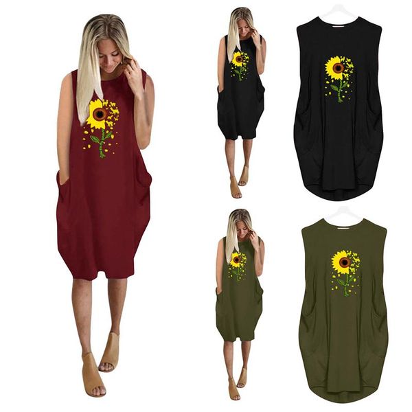 casual dresses women sunflower print o neck sleeveless pocket dress beach daily, Black;gray
casual dresses women sunflower print o neck sleeveless pocket dress beach daily, Black;gray