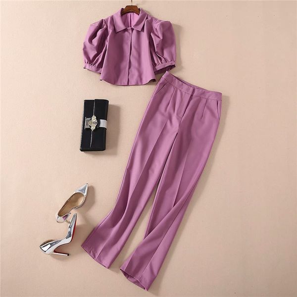 pant spring fashion runway two pieces women's clothes puff harvest and suit pants sets, White
pant spring fashion runway two pieces women's clothes puff harvest and suit pants sets, White