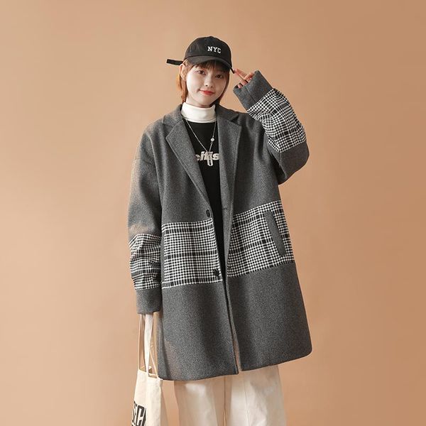 women's wool & blends yasuguoji winter women checked jacket casual turn down collar plaid long coat female oversized thick warm woolen, Black
women's wool & blends yasuguoji winter women checked jacket casual turn down collar plaid long coat female oversized thick warm woolen, Black