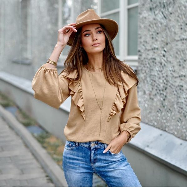 women's blouses & shirts fashion solid ruffles blouse autumn o-neck tee female women long sleeve shirt blusas femininas clothing pullo, White
women's blouses & shirts fashion solid ruffles blouse autumn o-neck tee female women long sleeve shirt blusas femininas clothing pullo, White