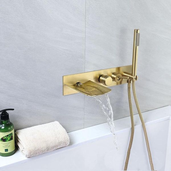 modern brass brushed gold bathroom bathtub faucet wall mounted shower with handheld head complete set sets
modern brass brushed gold bathroom bathtub faucet wall mounted shower with handheld head complete set sets