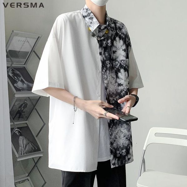 men's casual shirts versma japanese harajuku kpop floral stitch oversized men summer streetwear short sleeve women drop, White;black
men's casual shirts versma japanese harajuku kpop floral stitch oversized men summer streetwear short sleeve women drop, White;black
