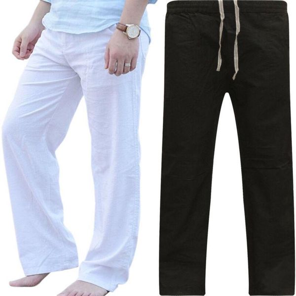men's pants mens elastic waist straight trousers cotton linen loose casual dance yoga, Black
men's pants mens elastic waist straight trousers cotton linen loose casual dance yoga, Black
