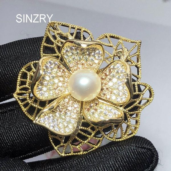 pins, brooches sinzry gold color micro paved cubic zircon natural freshwater pearl flower dress party brooch pin lady scarves buckle, Gray
pins, brooches sinzry gold color micro paved cubic zircon natural freshwater pearl flower dress party brooch pin lady scarves buckle, Gray