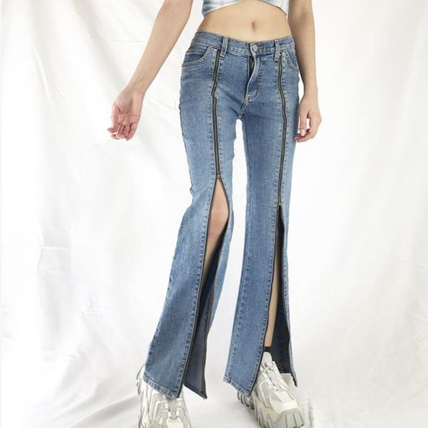 women's jeans zip up vintage low wasit flare women aesthetic 2000s chic cute trousers streetwear fashion retro denim pants, Blue
women's jeans zip up vintage low wasit flare women aesthetic 2000s chic cute trousers streetwear fashion retro denim pants, Blue