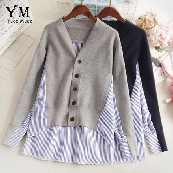 women's knits & tees yuoomuoo ins fashion striped blouse and knitted patchwork cardigans women 2021 autumn fake two piece casual loose, White
women's knits & tees yuoomuoo ins fashion striped blouse and knitted patchwork cardigans women 2021 autumn fake two piece casual loose, White