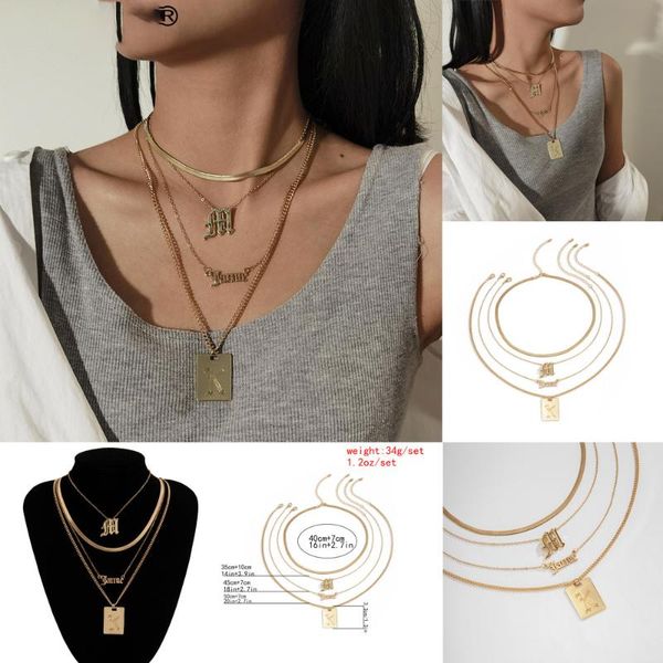 4pcs/set vintage snake chain necklace fashion geometric letter pendant women gothic punk statement choker neck jewelry necklaces, Silver
4pcs/set vintage snake chain necklace fashion geometric letter pendant women gothic punk statement choker neck jewelry necklaces, Silver