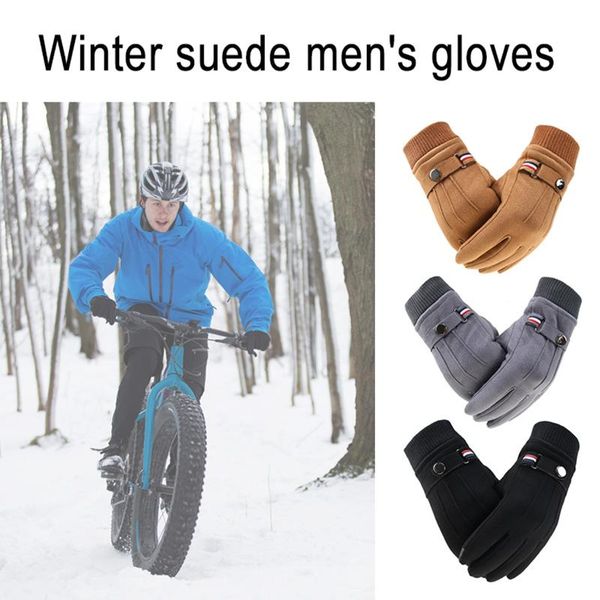 men's winter gloves suede warm split finger outdoor sport driving buckle design male touch screen mittens cycling, Black
men's winter gloves suede warm split finger outdoor sport driving buckle design male touch screen mittens cycling, Black