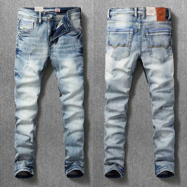 men's jeans korean style fashion retro light blue elastic slim fit ripped for vintage designer hip hop denim pants homme e5s4
men's jeans korean style fashion retro light blue elastic slim fit ripped for vintage designer hip hop denim pants homme e5s4