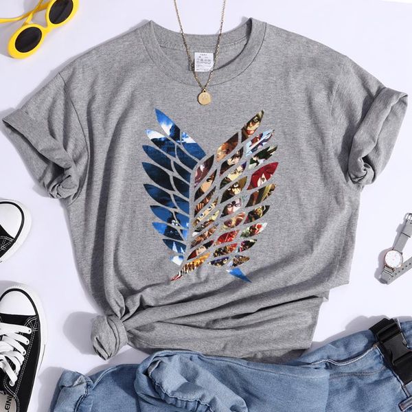 women's t-shirt attack on titan jiyuu no tsubasa prints tshirts casual vintage simplicity clothes aesthetic breathable women tshirt, White
women's t-shirt attack on titan jiyuu no tsubasa prints tshirts casual vintage simplicity clothes aesthetic breathable women tshirt, White