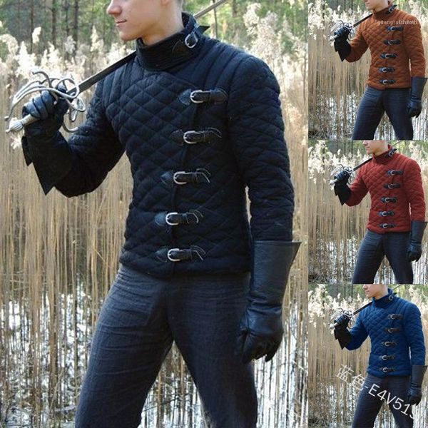 men's down & parkas gothic trench coat men vintage jacket medieval cosplay warrior solid knight leather buckle costume clothes1, Black
men's down & parkas gothic trench coat men vintage jacket medieval cosplay warrior solid knight leather buckle costume clothes1, Black
