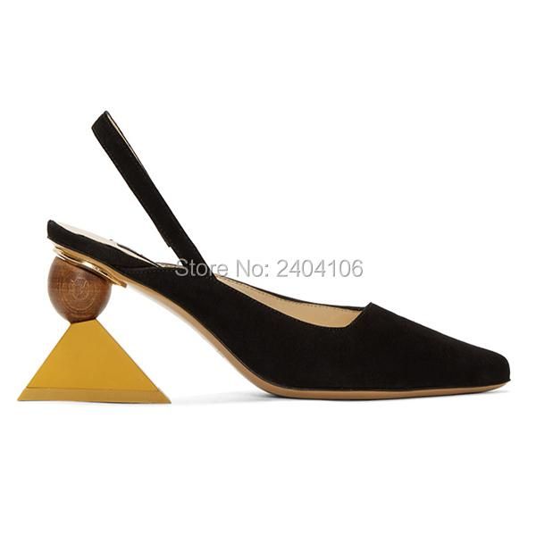 design suede summer shoes pointed toe ladies sapatos chunky heels sandals geometric cork strange heel slingbacks pumps dress, Black
design suede summer shoes pointed toe ladies sapatos chunky heels sandals geometric cork strange heel slingbacks pumps dress, Black